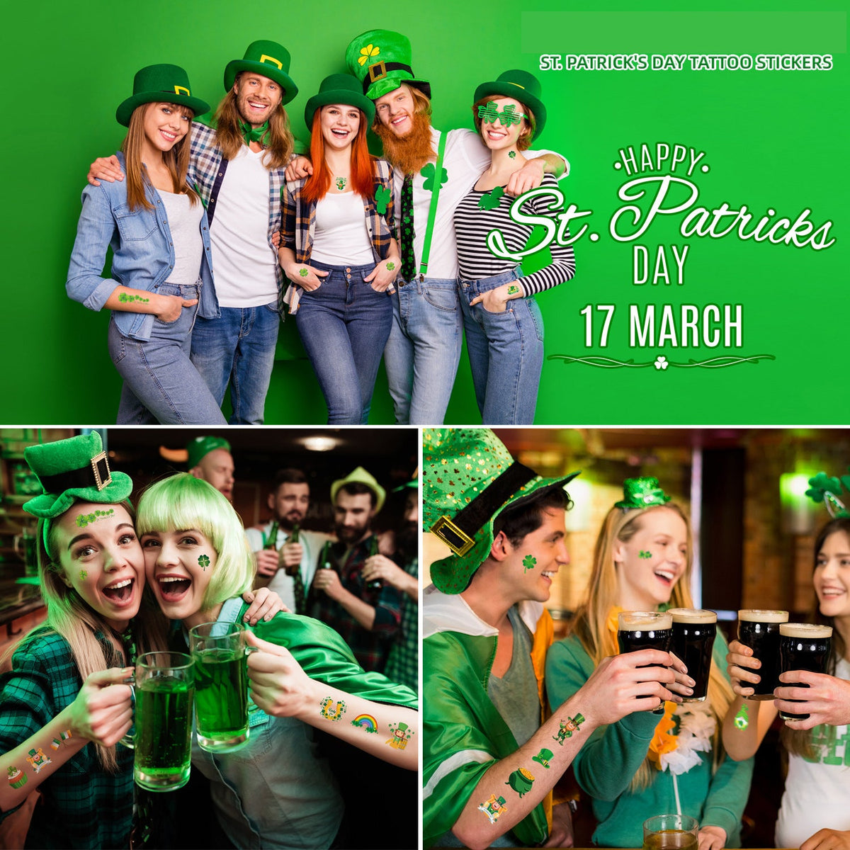 St. Patrick's Day Temporary Tattoos for Festive Party Fun