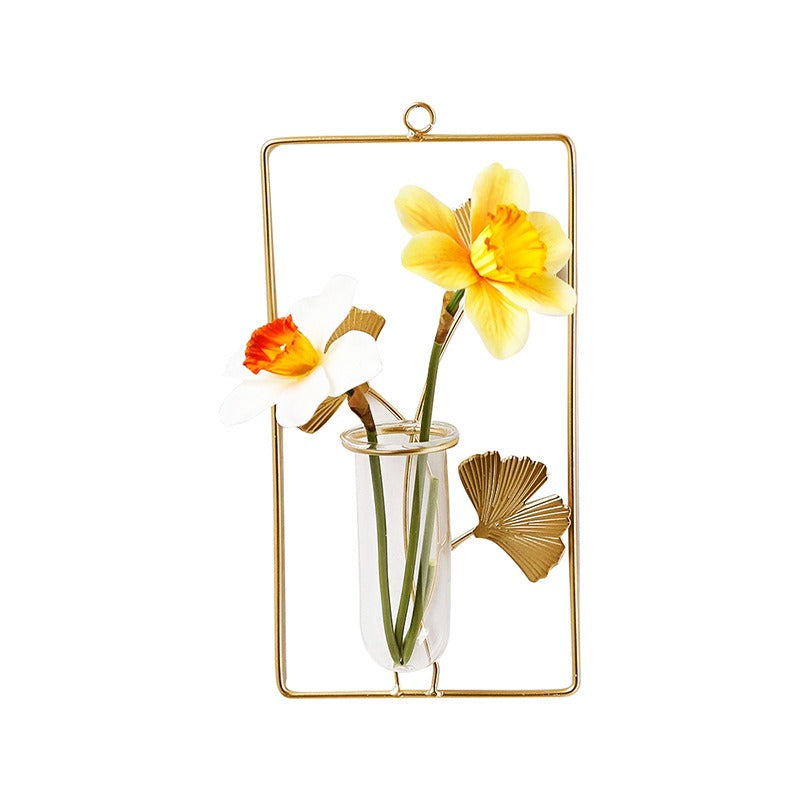 Wall Hanging Vase: Gold Botanical Accent Wall Decor