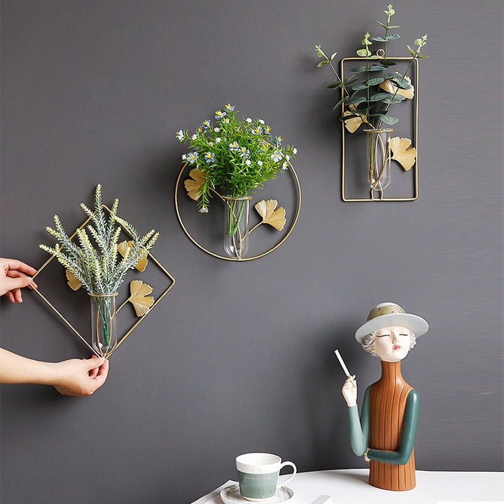 Wall Hanging Vase: Gold Botanical Accent Wall Decor