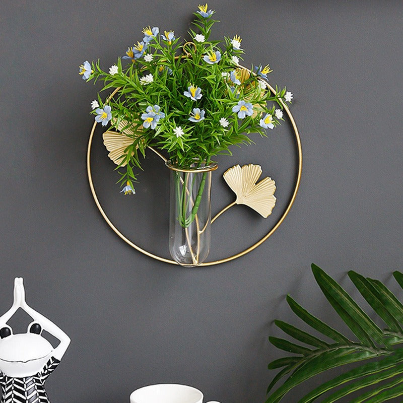 Wall Hanging Vase: Gold Botanical Accent Wall Decor