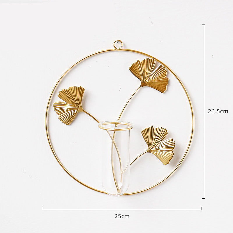 Wall Hanging Vase: Gold Botanical Accent Wall Decor