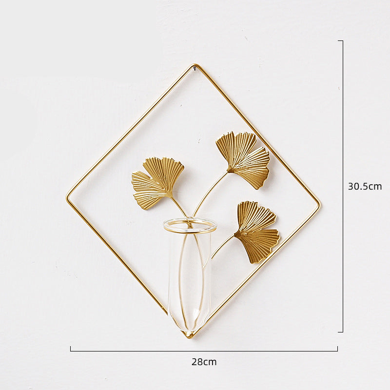 Wall Hanging Vase: Gold Botanical Accent Wall Decor