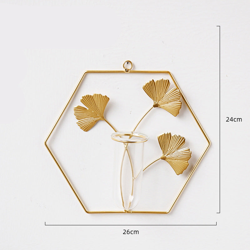Wall Hanging Vase: Gold Botanical Accent Wall Decor