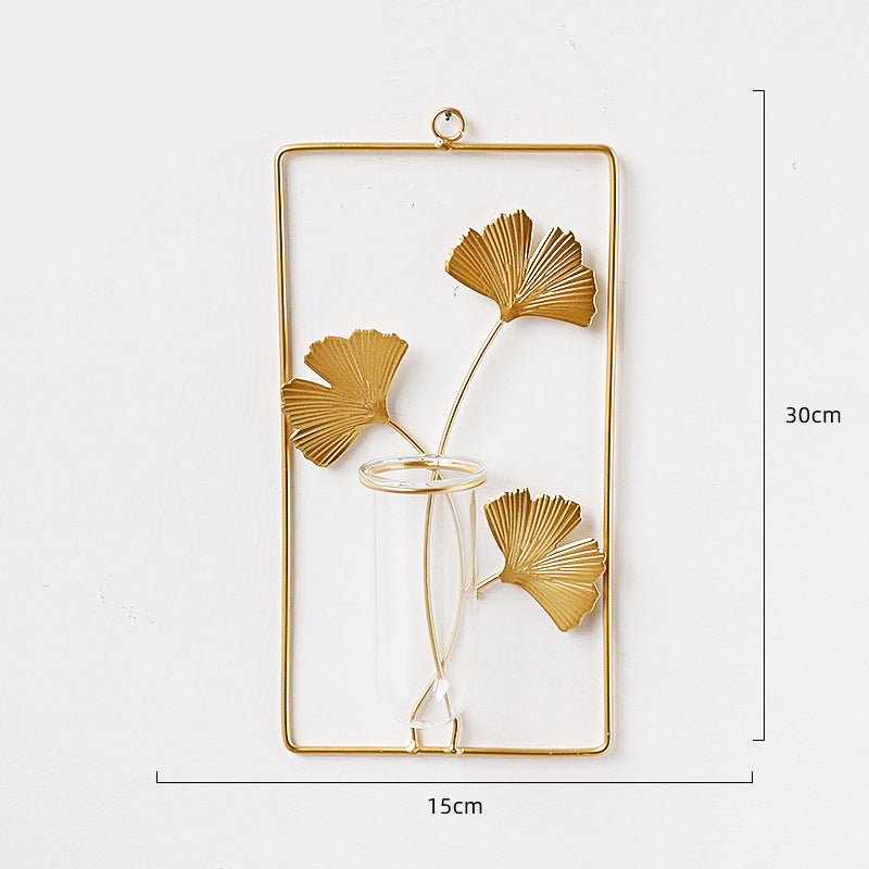 Wall Hanging Vase: Gold Botanical Accent Wall Decor