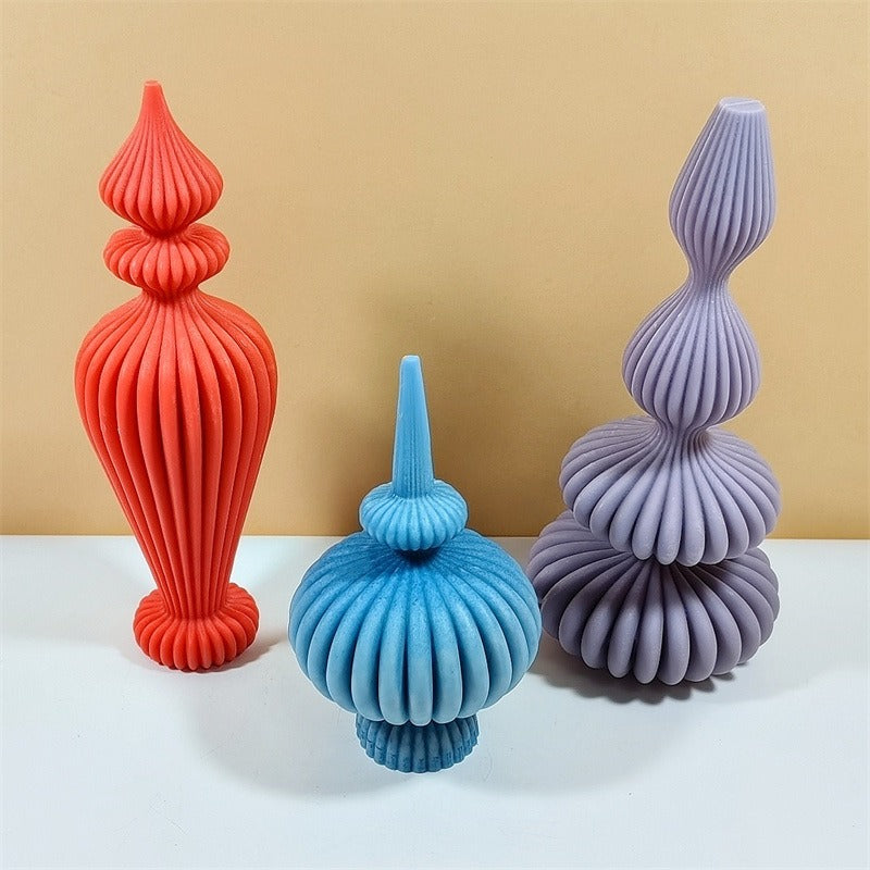 Silicone Candle Mold for Ribbed Sculptural Candles