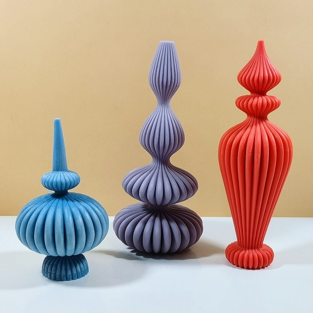 Silicone Candle Mold for Ribbed Sculptural Candles