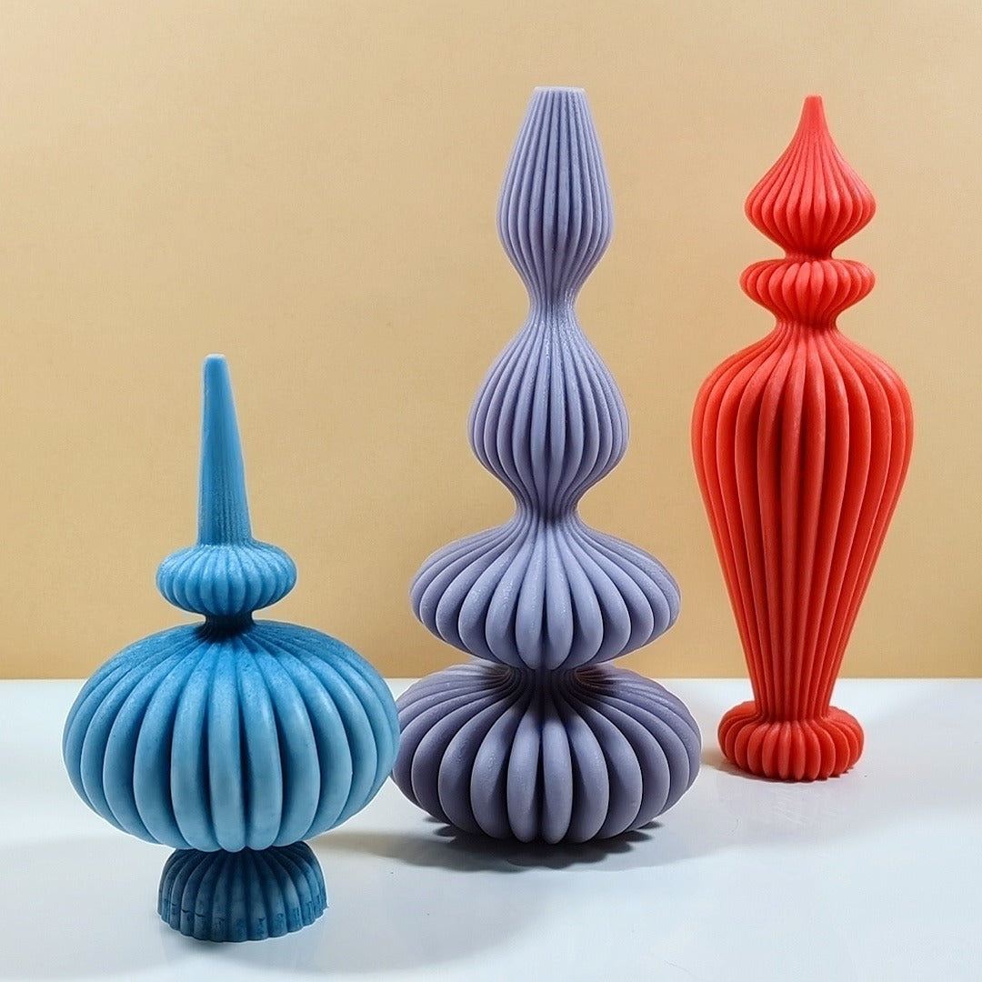 Silicone Candle Mold for Ribbed Sculptural Candles