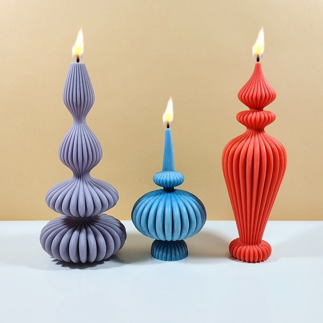 Silicone Candle Mold for Ribbed Sculptural Candles