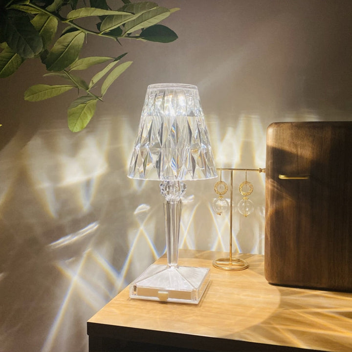 Crystal Prism Acrylic Table Lamp with Touch Color Change