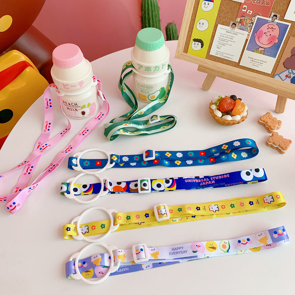 Kawaii Milk Bottle Water Bottle With Crossbody Strap