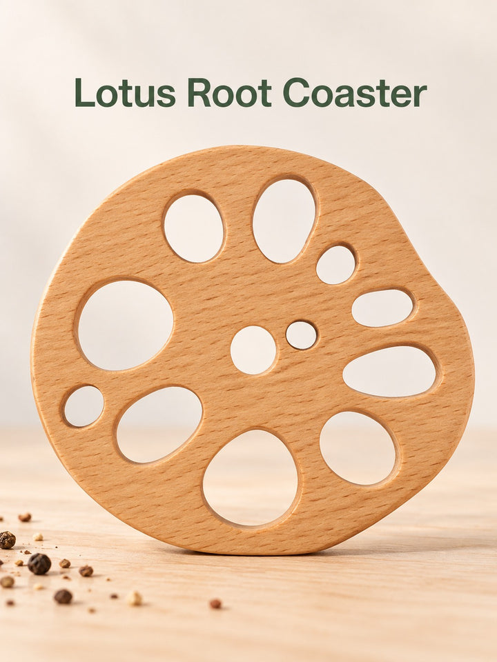 Japanese Lotus Root Beech Wood Coaster for Hot Mugs
