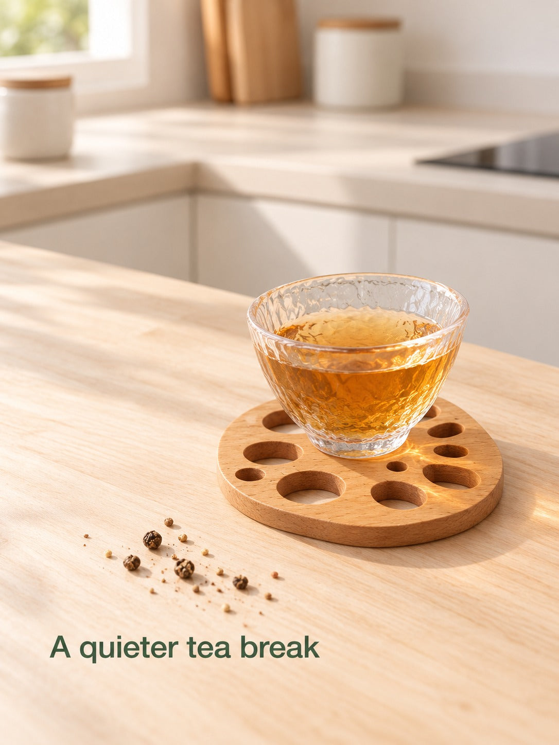 Japanese Lotus Root Beech Wood Coaster for Hot Mugs
