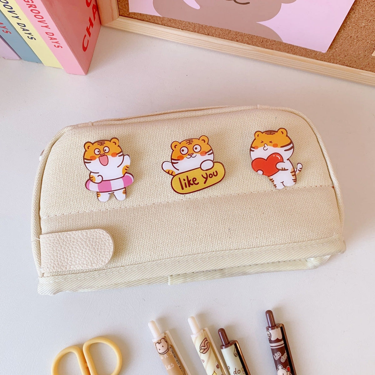 Large Japanese Pencil Case with Compartments for School