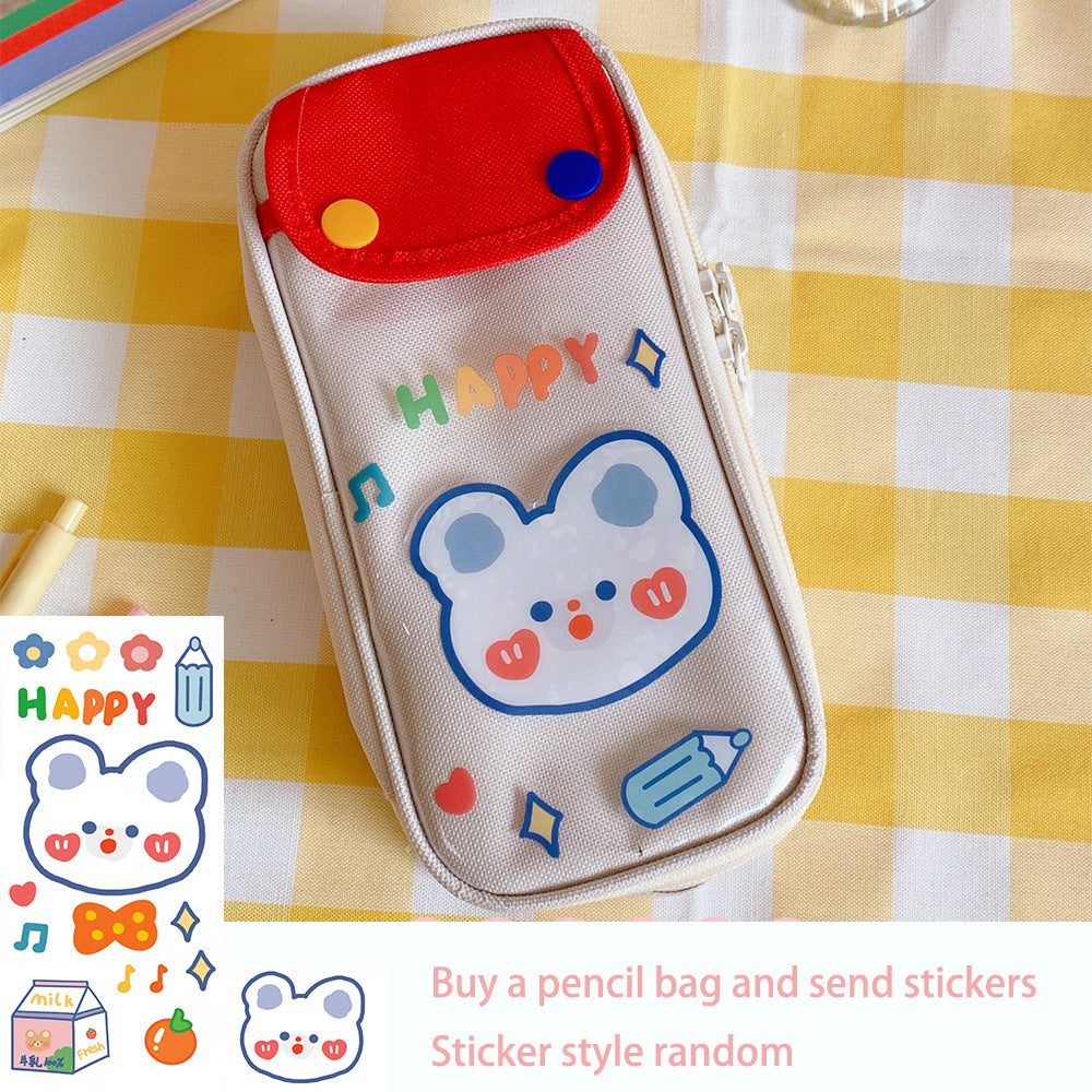 Large Japanese Pencil Case with Compartments for School