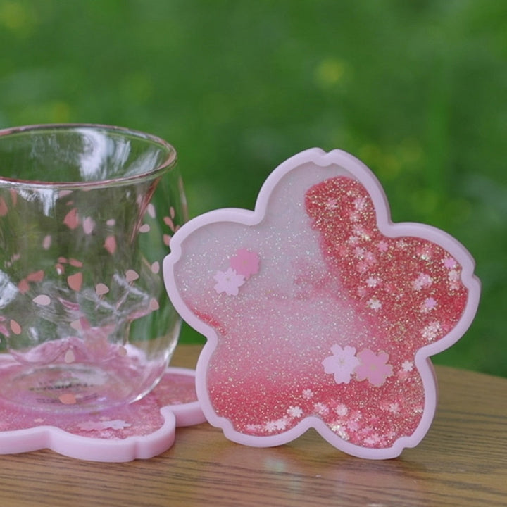 Sakura Glitter Coaster for Hot Drinks, Non-Slip Silicone