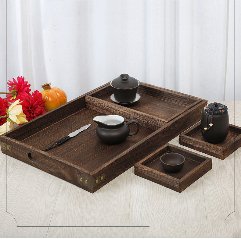 Solid Wood Gongfu Tea Tray with Nested Compartments