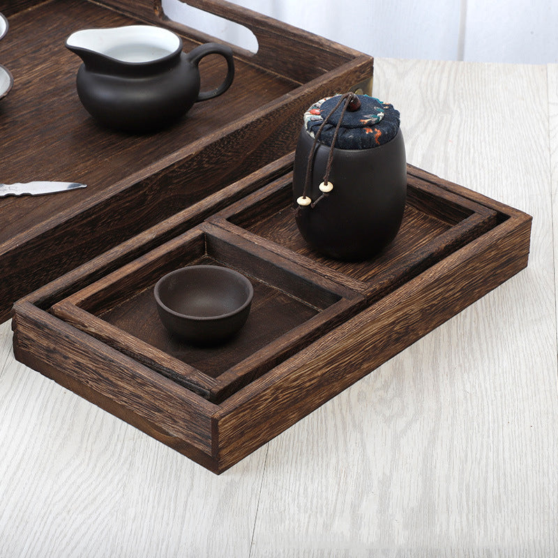 Solid Wood Gongfu Tea Tray with Nested Compartments