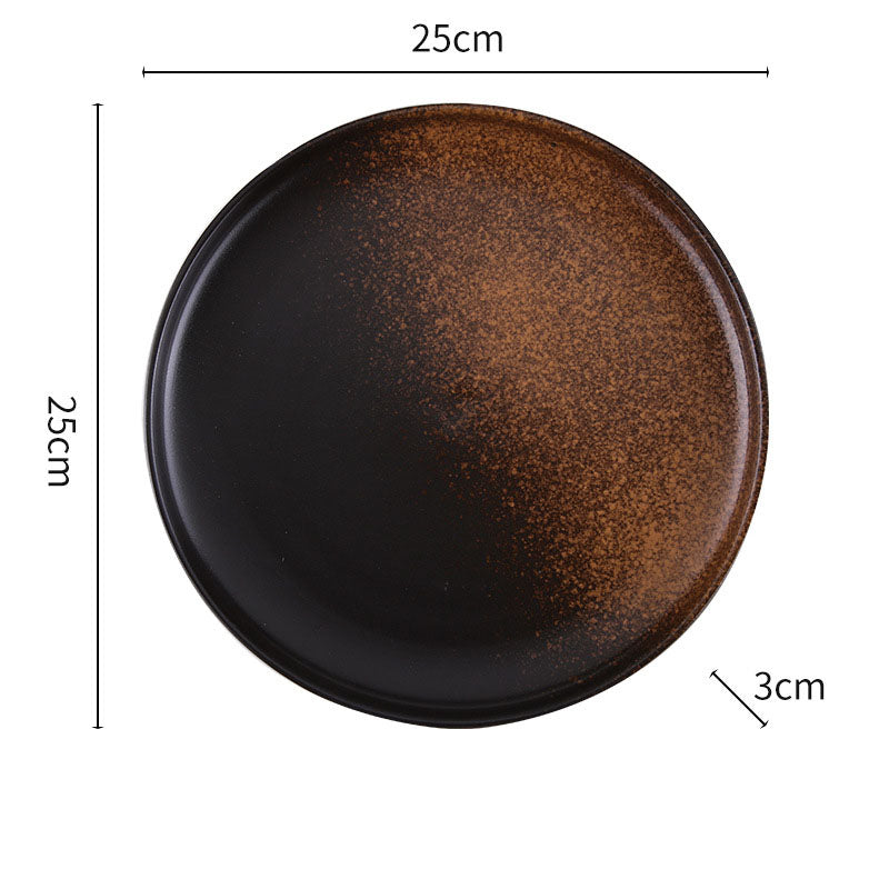Japanese Speckled Ceramic Dinner Plate for Home Plating