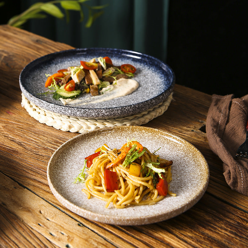Japanese Speckled Ceramic Dinner Plate for Home Plating
