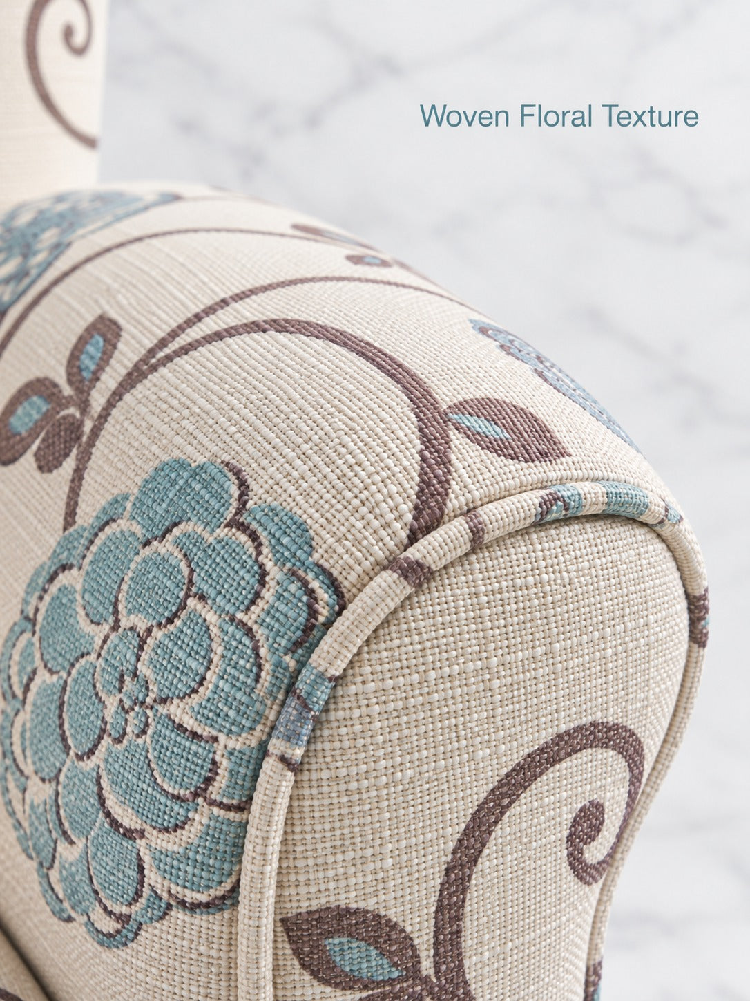 Floral Accent Club Chair with Rolled Arms and Wood Legs