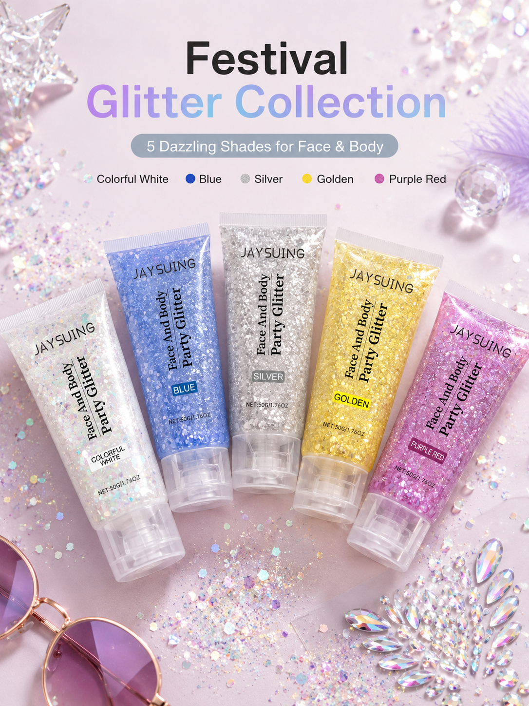 Jaysuing Glitter Gel — Body & Face Party Glitter 50g
