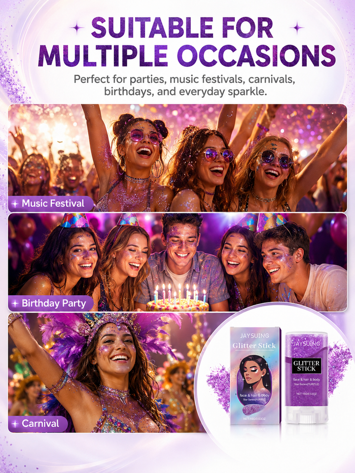 Purple Glitter Stick — Face, Body & Hair Shimmer | Jaysuing