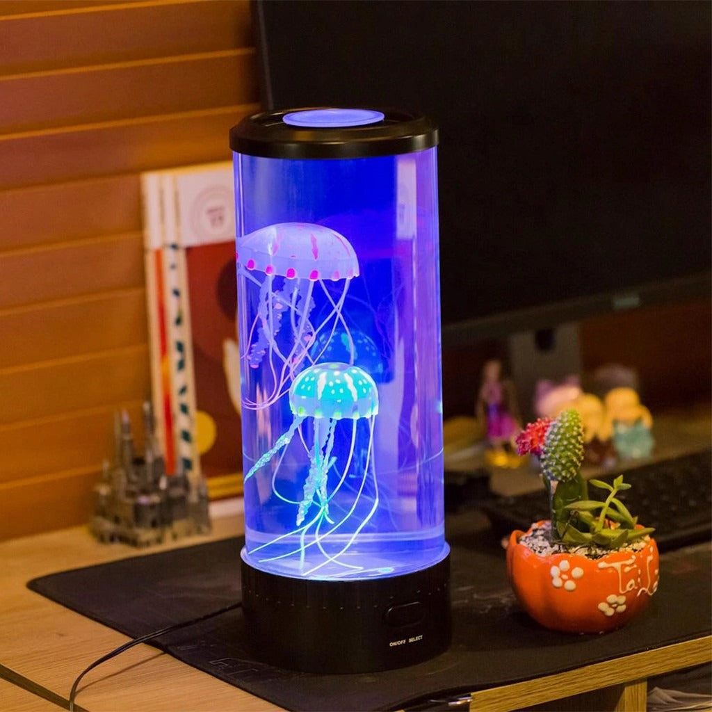 Jellyfish Night Light Tank: Color-Changing Bedside Lamp