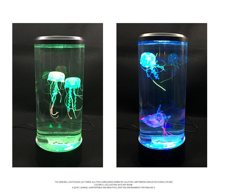 Jellyfish Night Light Tank: Color-Changing Bedside Lamp