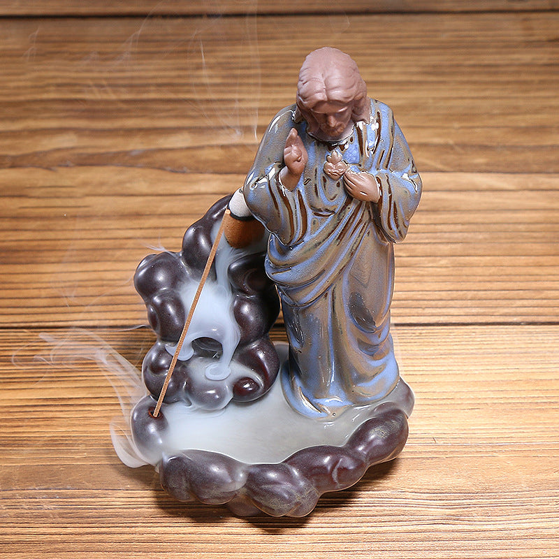 Jesus Backflow Incense Burner With Cascading Smoke