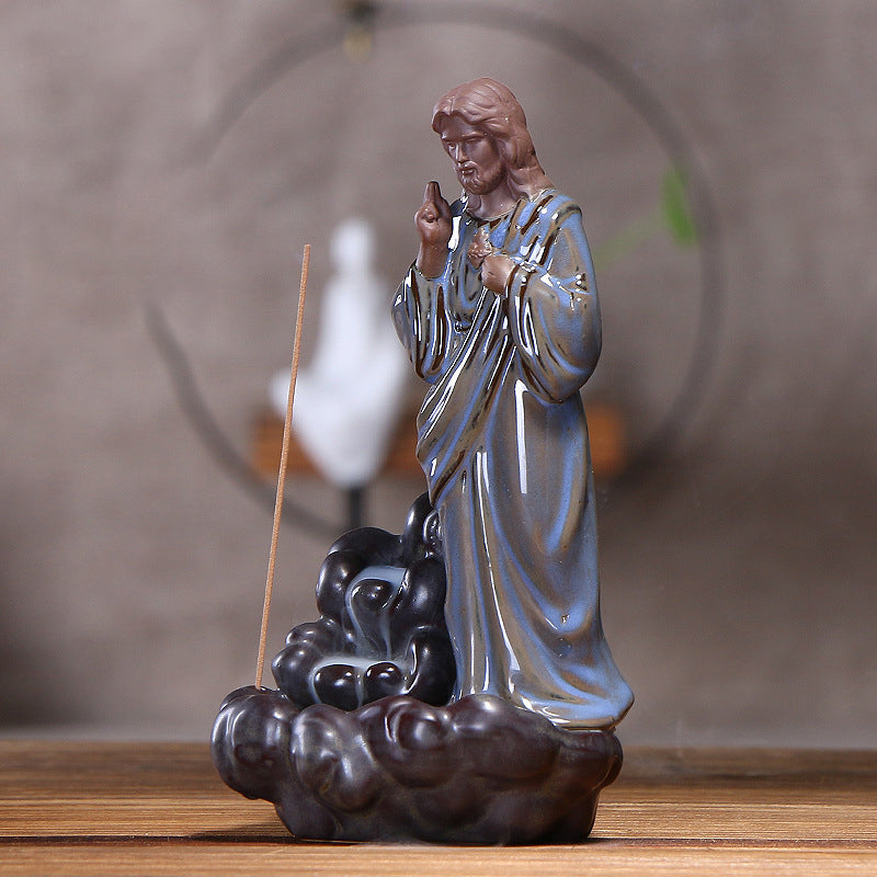 Jesus Backflow Incense Burner With Cascading Smoke