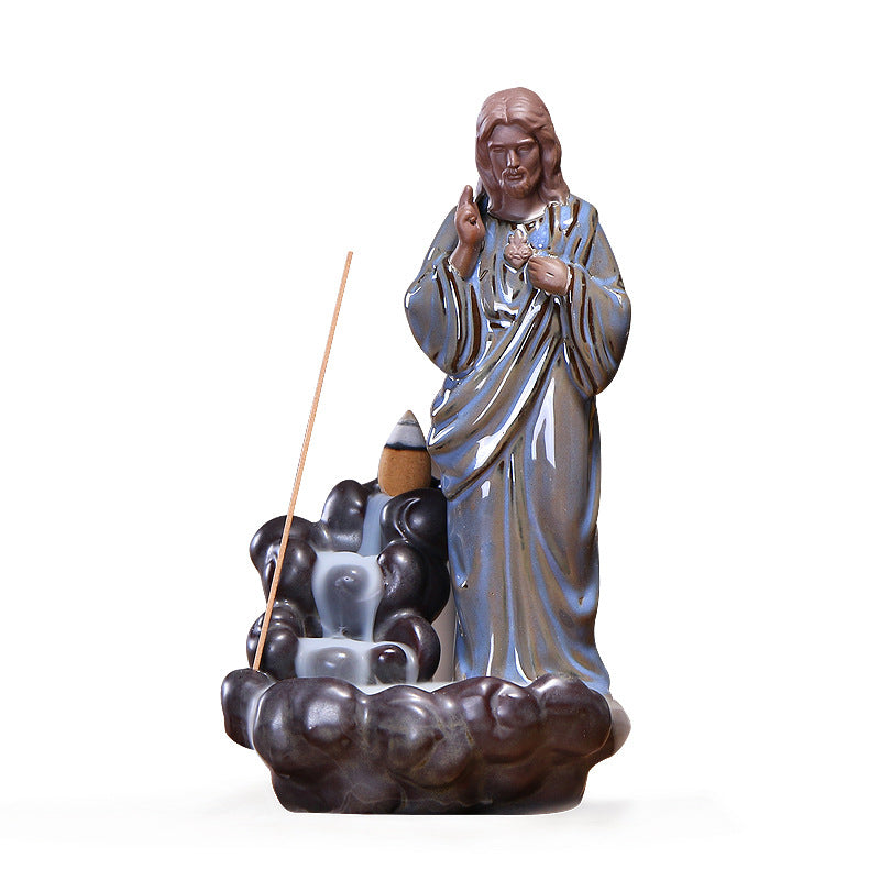 Jesus Backflow Incense Burner With Cascading Smoke