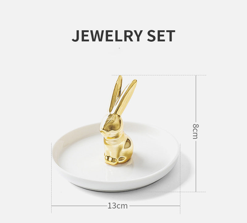 Ceramic Jewelry Stand with Catchall Tray Organizer