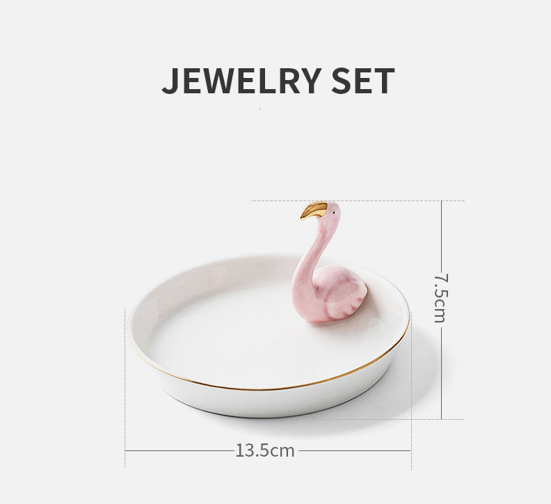 Ceramic Jewelry Stand with Catchall Tray Organizer