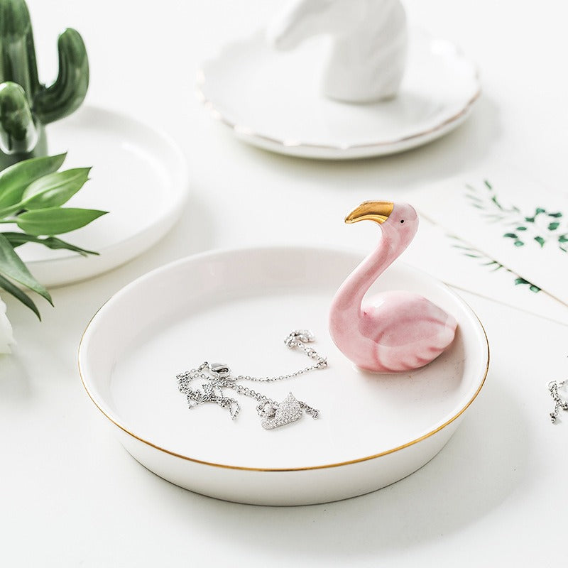 Ceramic Jewelry Stand with Catchall Tray Organizer