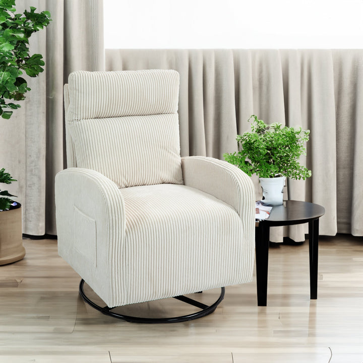 Soft Upholstered Swivel Glider Chair for Nursery Beige