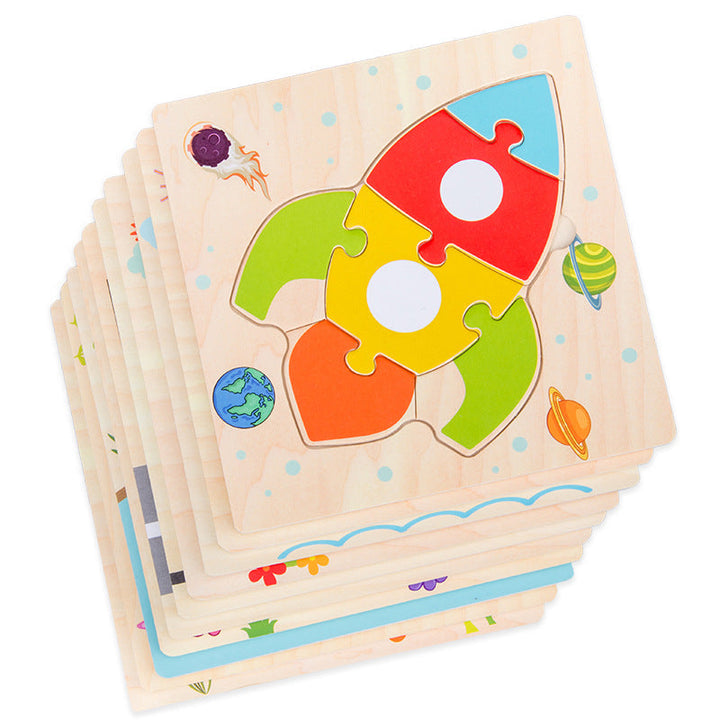 Wooden Toddler Puzzle Set for Screen-Free Learning