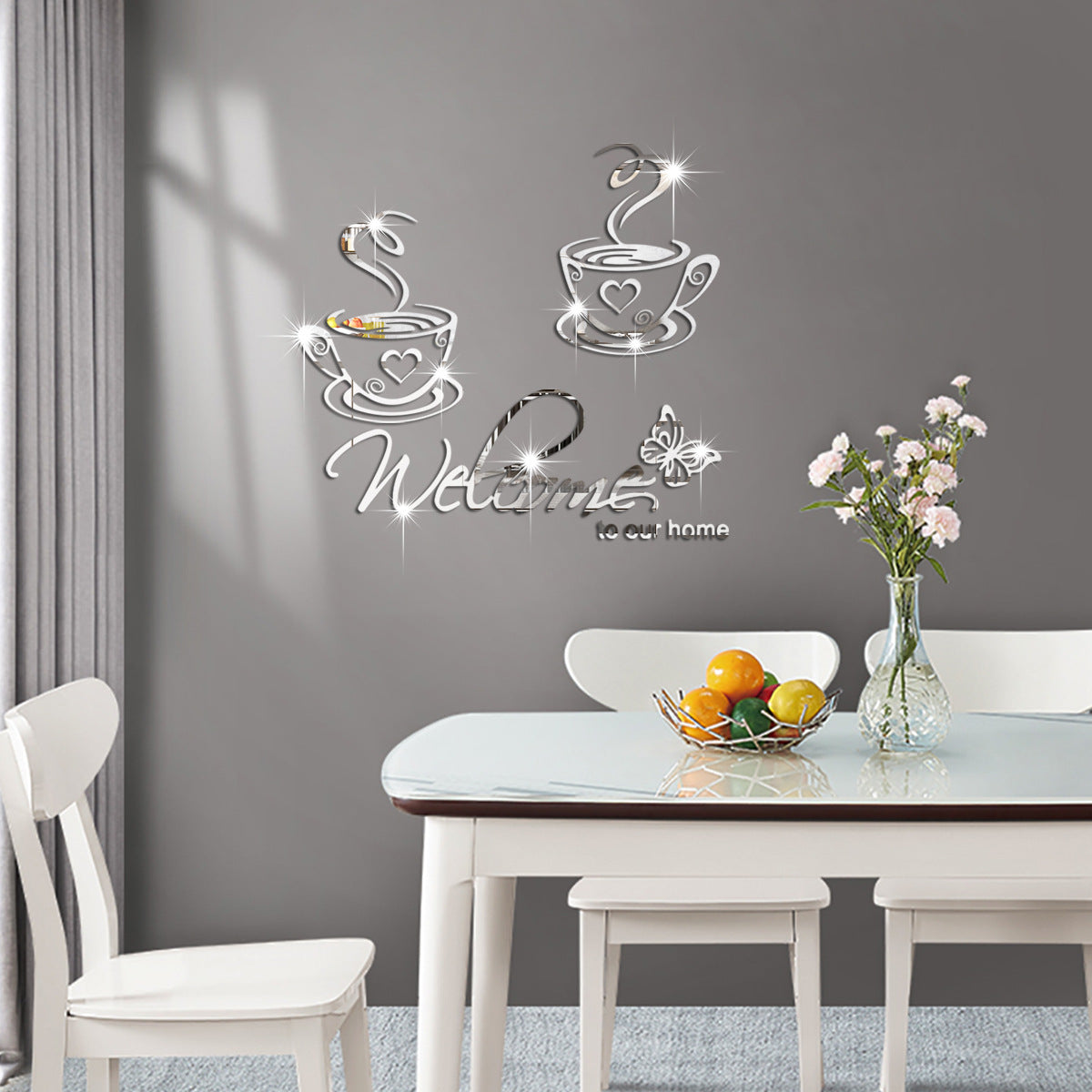 Coffee Mirror Wall Sticker for Elegant Kitchen Decor