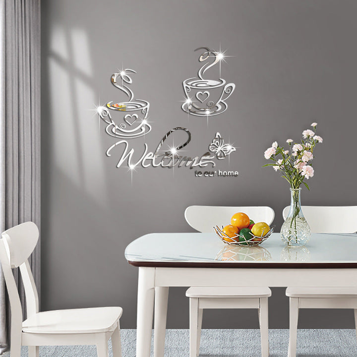 Coffee Mirror Wall Sticker for Elegant Kitchen Decor