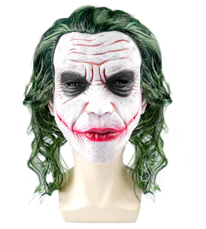 Joker Cosplay Mask With Green Wig for Terrifying Looks