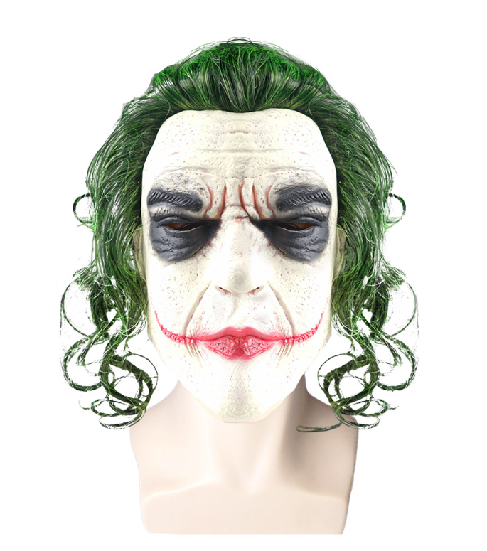 Joker Cosplay Mask With Green Wig for Terrifying Looks