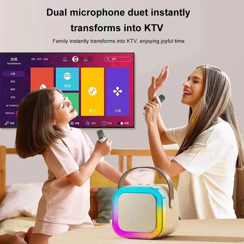 Wireless Karaoke Machine with 2 Mics and RGB Lights