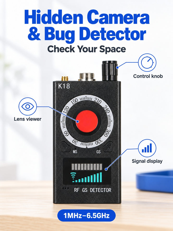 Hidden Camera & Bug Detector with 1MHz-6.5GHz Range