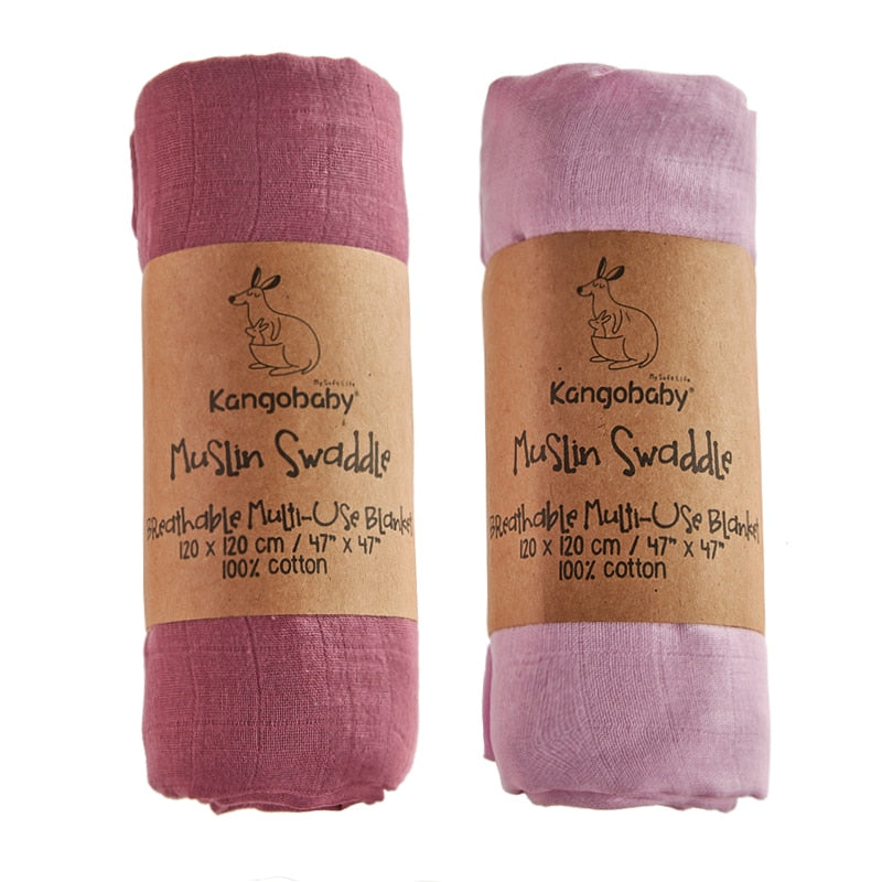 Baby Muslin Swaddle Blankets, 100% Cotton 2-Pack