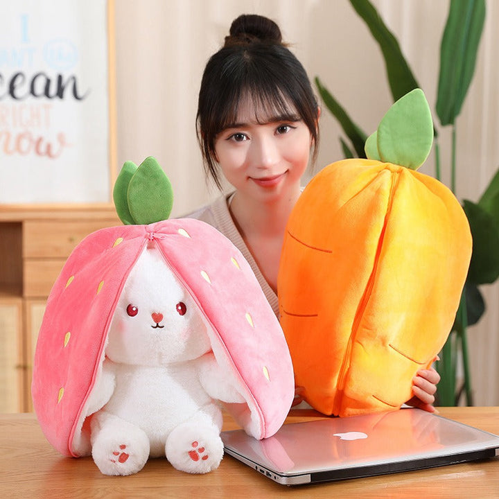 Transforming Fruit Bunny Plush Toy for Cute Cuddles