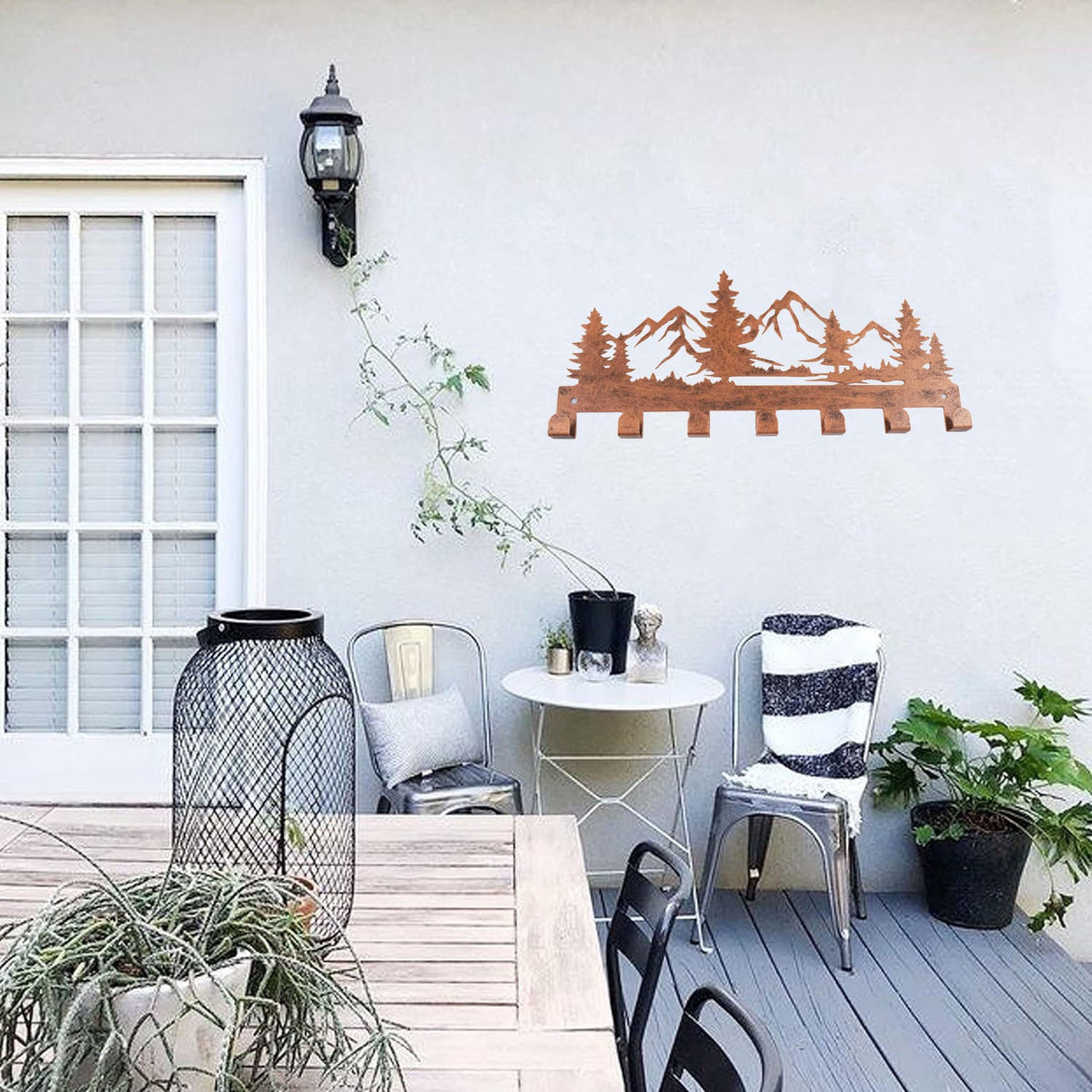 7-Hook Wall Rack for Rustic Entryway Storage Decor