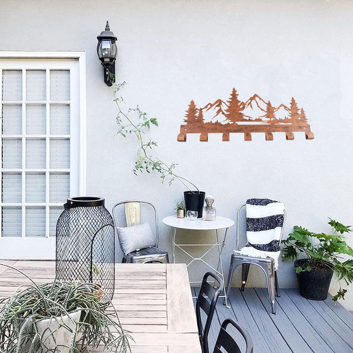 7-Hook Wall Rack for Rustic Entryway Storage Decor