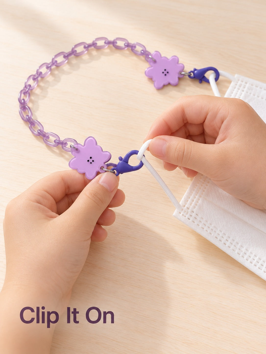 Kids Mask Chain with Bear Charm, Anti-Lost Lanyard