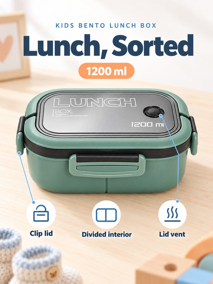 Kids Bento Lunch Box with Compartments and Clip Lid