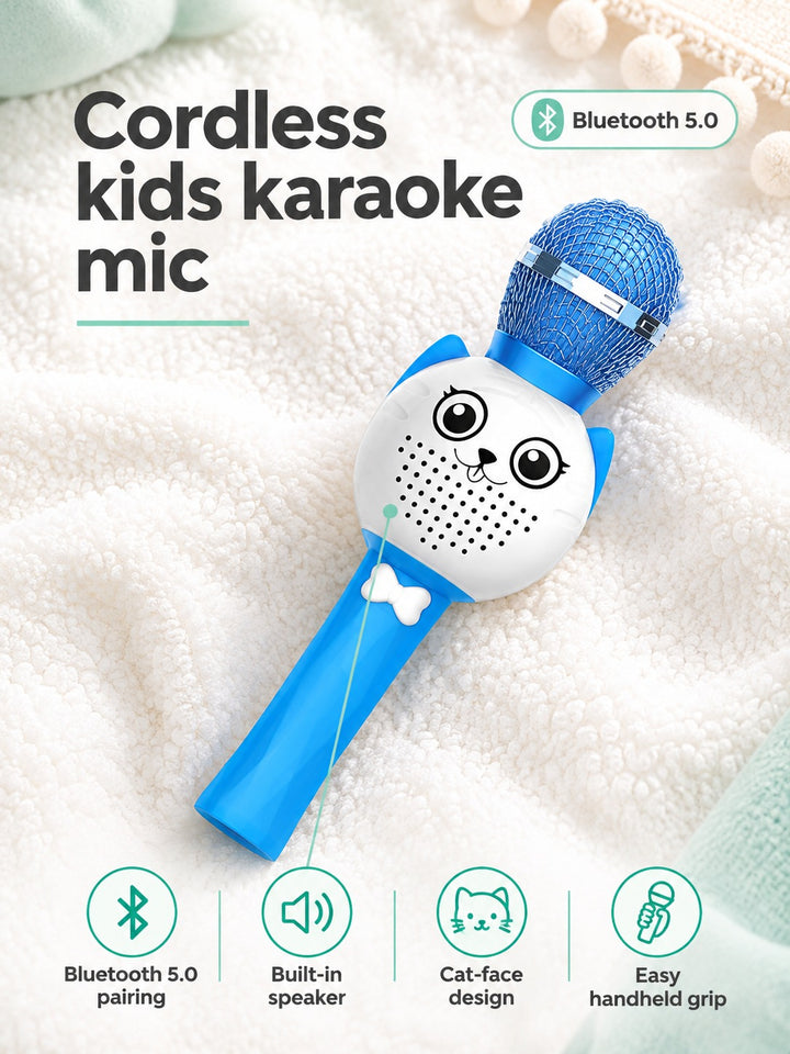 Kids Bluetooth Karaoke Microphone With Built-In Speaker
