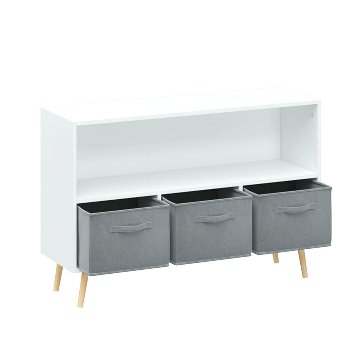 Kids Bookcase with Fabric Drawers for Books and Toys